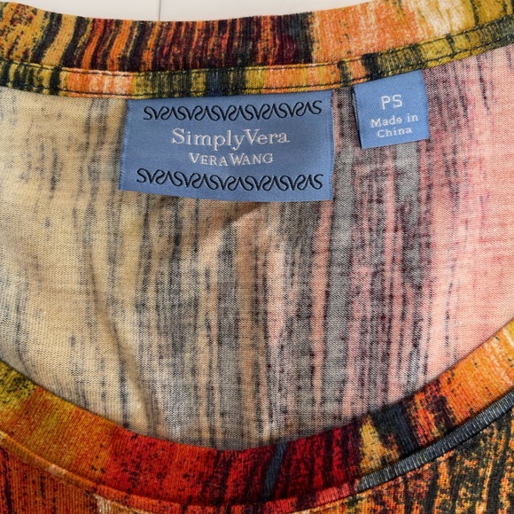 Womens Simply Vera Vera Wang Blouse Sz PS Fall Colors Long Sleeve Round Neck JD - Picture 3 of 4